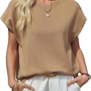 NWT Women’s Small Tan Cap Sleeve Sweater Top